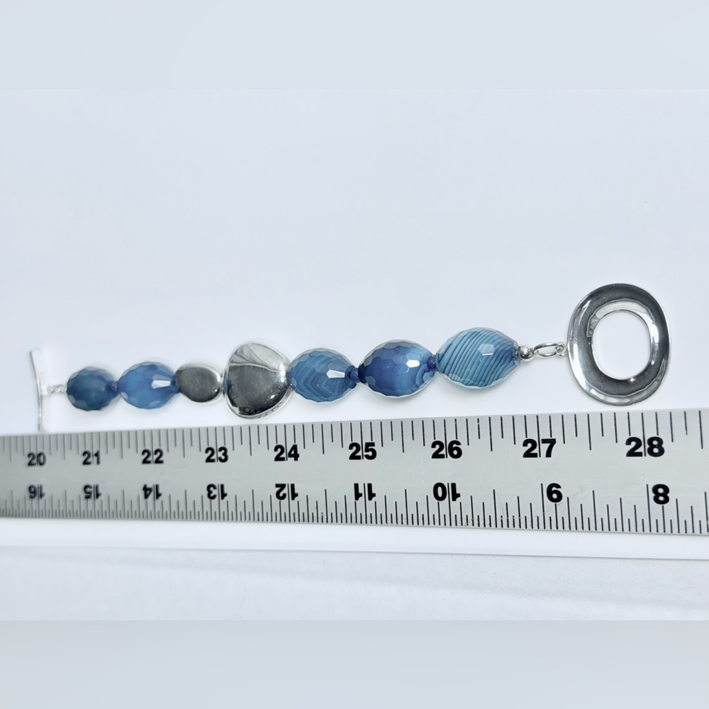 Vintage RARE HTF Robert Lee Morris Sterling Faceted Blue Stone Toggle Bracelet - Picture 16 of 16
